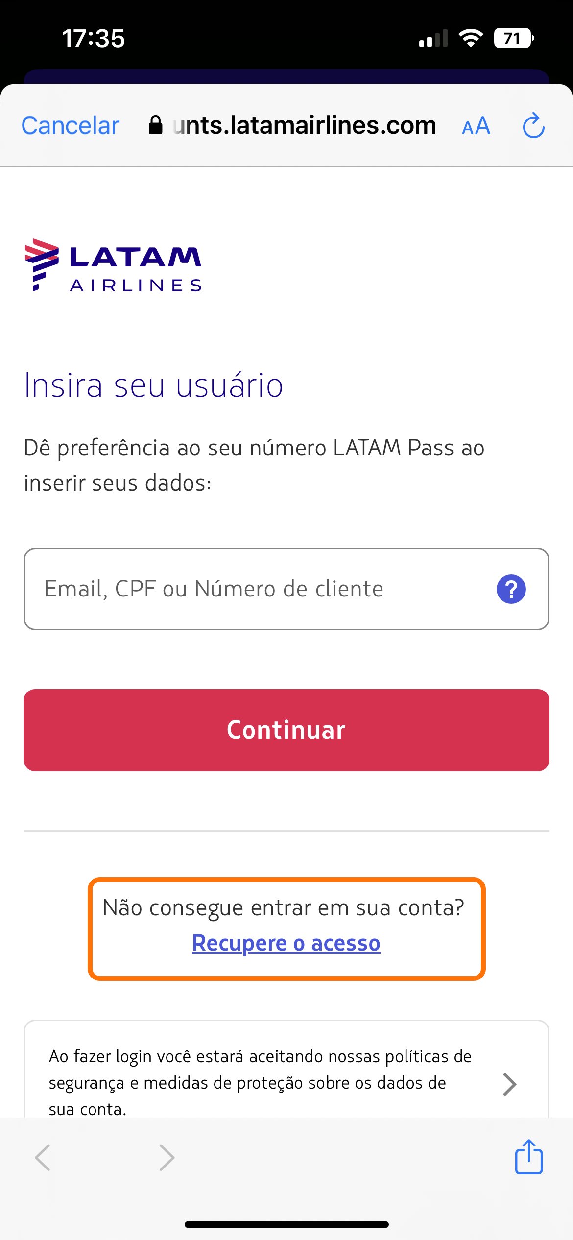 Tecnologia da Informação - Reconhecimento de acesso a serviços do